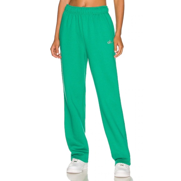 Alo Yoga Accolade Straight Leg Sweatpant Green Emerald S